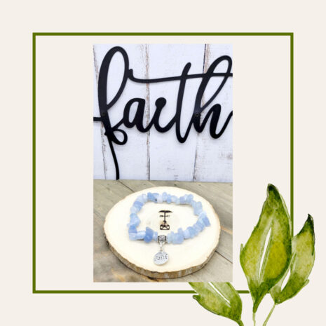 Aquamarine Chip Faith Bracelet