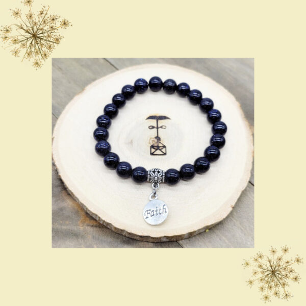 Blue Goldstone Gemstone Faith Bracelet