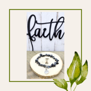 Hematite Chip Faith Bracelet