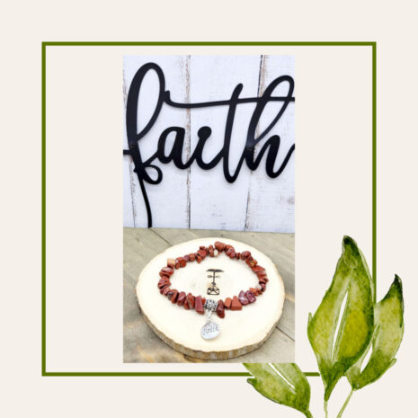 Red Jasper Chip Faith Bracelet