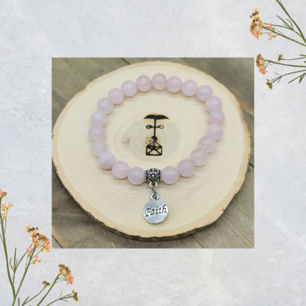 Rose Quartz Gemstone Faith Bracelet