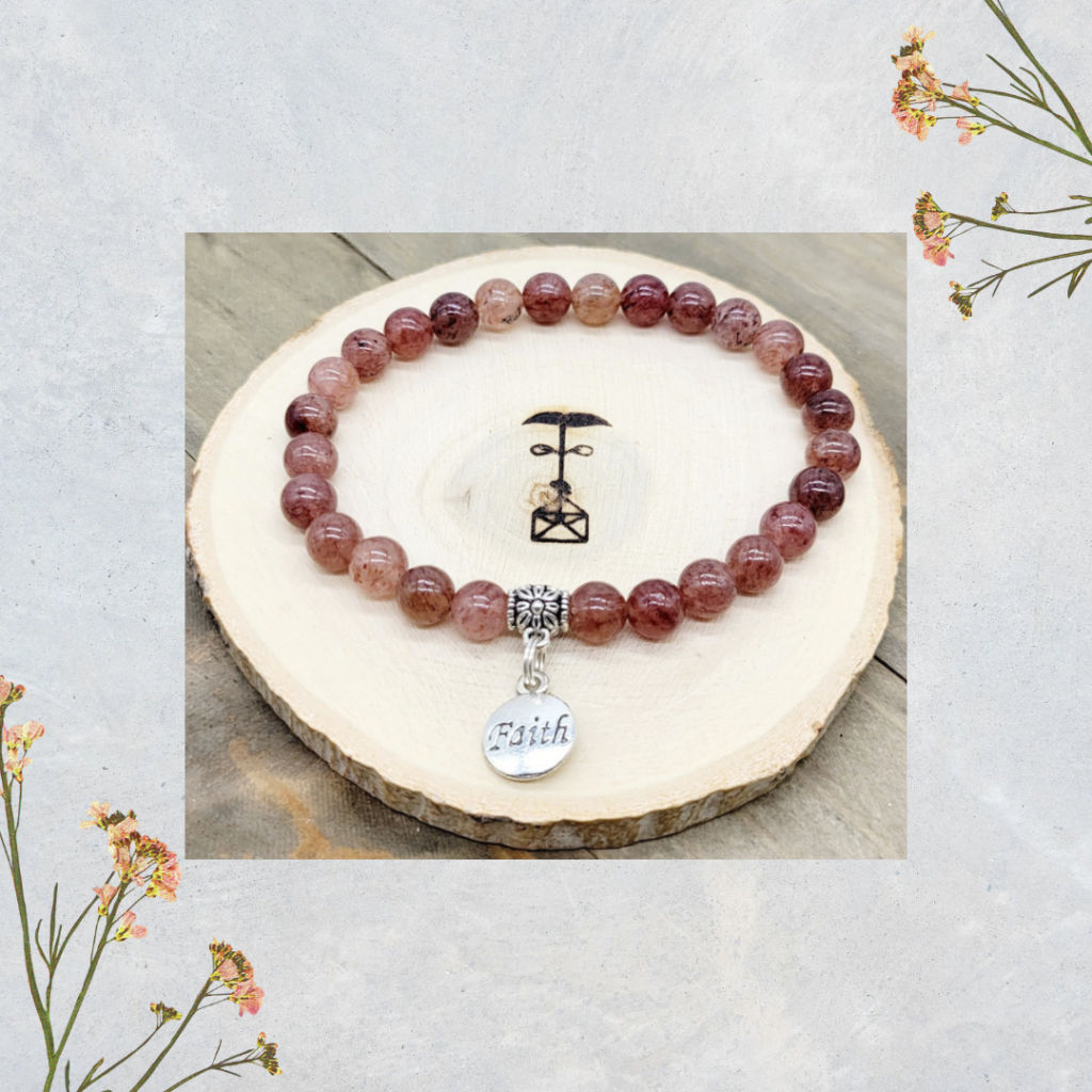 Strawberry Quartz Gemstone Faith Bracelet