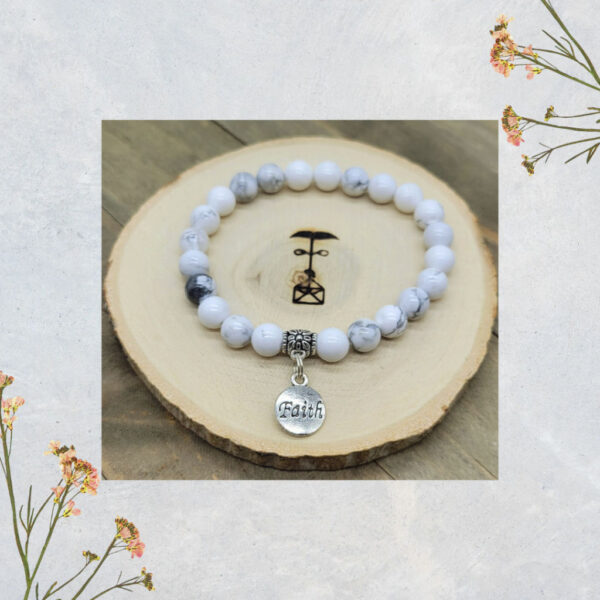 White Howlite Gemstone Faith Bracelet