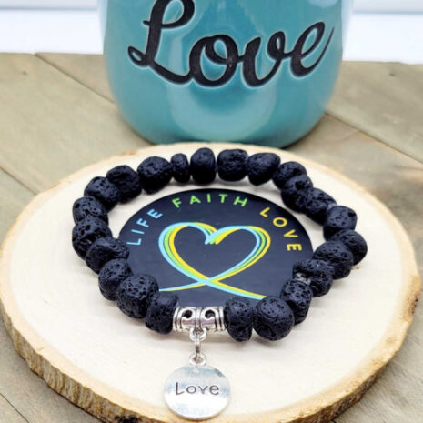 Black Lava Stone Love Bracelet