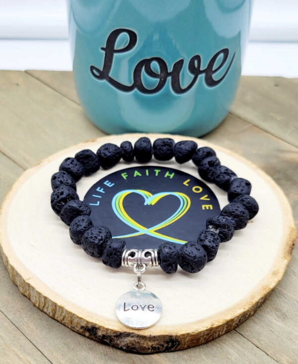 Black Lava Stone Love Bracelet