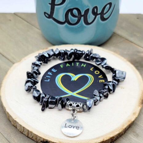 Hematite Chip Love Bracelet