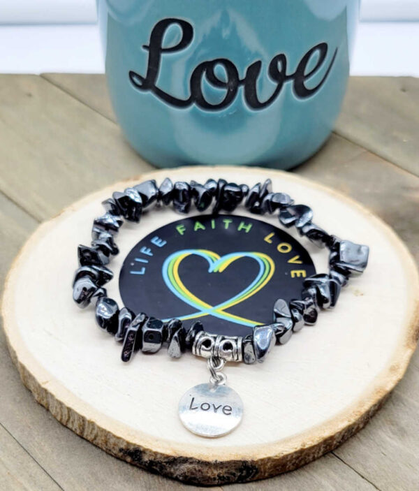 Hematite Chip Love Bracelet