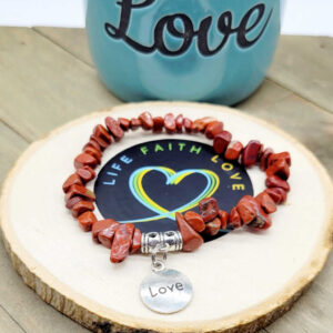 Gemstone Chip Love Bracelet