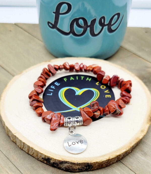 Red Jasper Chip Love Bracelet