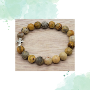 Crazy Lace Agate Cross Bracelet