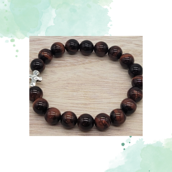 Red Tiger Eye Cross Bracelet