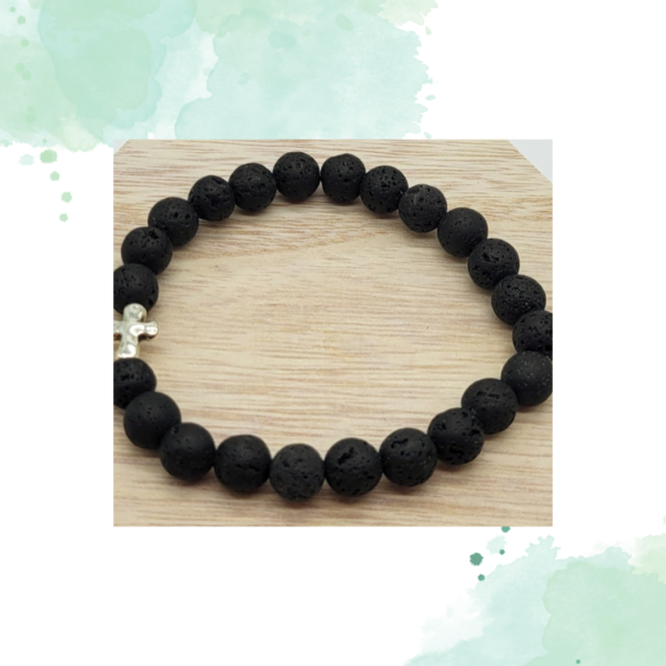 Black Lava Cross Bracelet