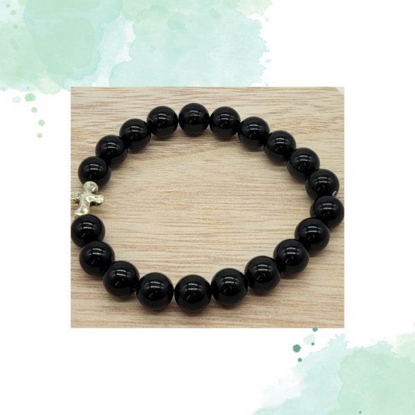 Black Obsidian Cross Bracelet