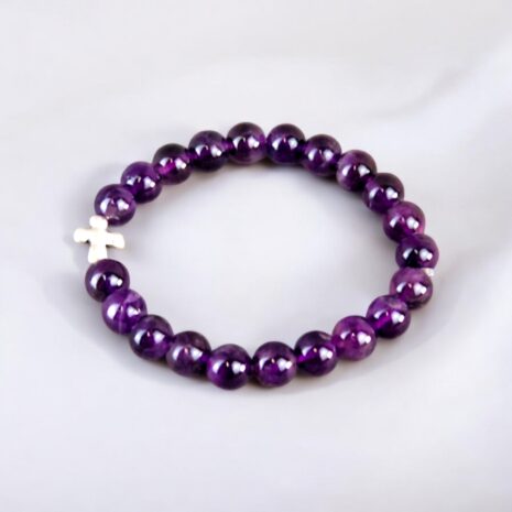 Amethyst Gemstone Cross Bracelet