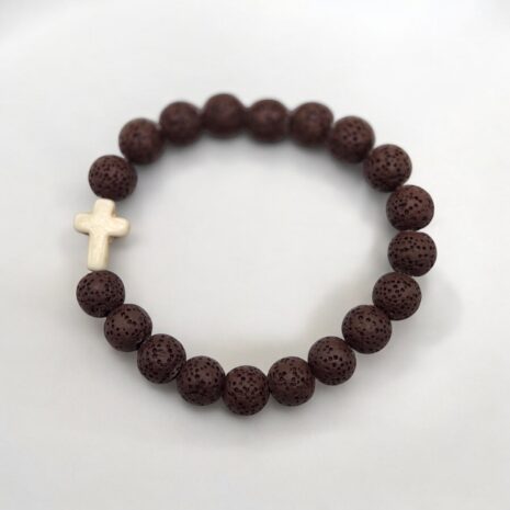 Brown Lava Cross Bracelet