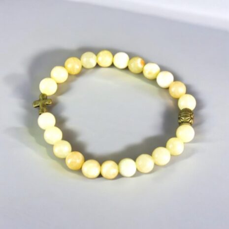 Honey Jade Gemstone Cross Bracelet