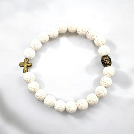 White Lava Cross Bracelet