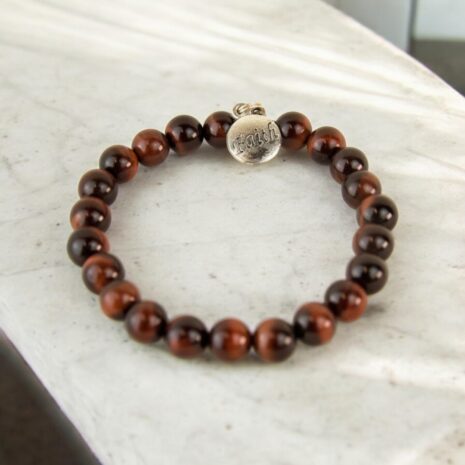 Red Tiger-Eye Gemstone Faith Bracelet