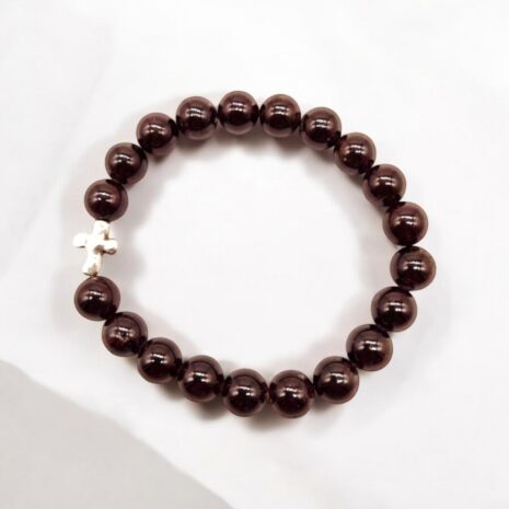 Garnet Gemstone Cross Bracelet